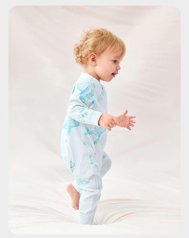 Babycare Soft Long Sleeve Romper Baby Jumpsuit Infant Clothing Qingchuan Blue [Middle Opening] 73cm 37
