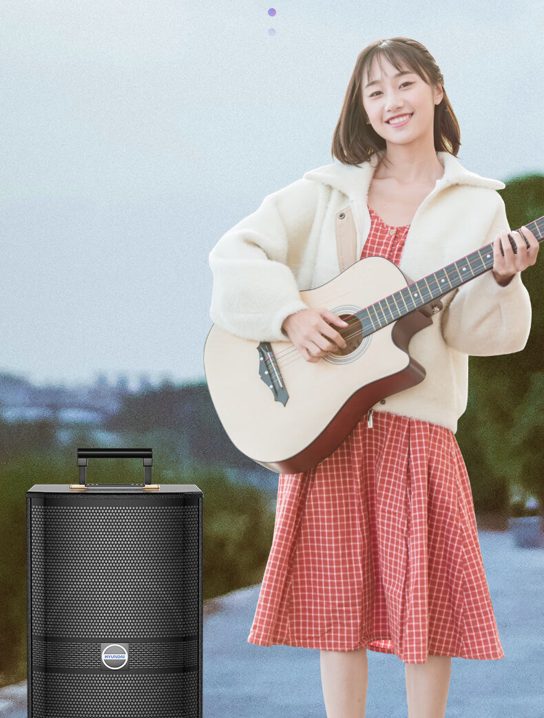 HYUNDAI 12-inch High-Power Square Dance Speaker Portable Trolley Outdoor Bluetooth Stage Speaker with Microphone for Karaoke Performance and Hosting 5