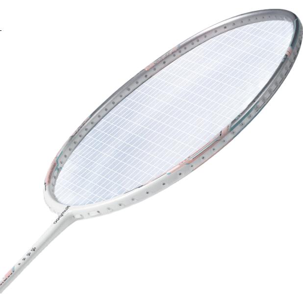 KUMPOO Badminton Racket, Full Carbon Fiber, 6U Ultra-Light, Smoky Wind Training, Offensive Single Racket, Steel Rose-Silver (Pre-Strung)