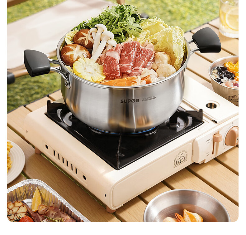 SUPOR Small Red Circle 304 Stainless Steel Soup Pot, Milk Pot, Noodle Cooking Pot, 24cm Noodle Cooking Pot with Reinforced Bottom, Compatible with Induction Cooker ST24H1 21
