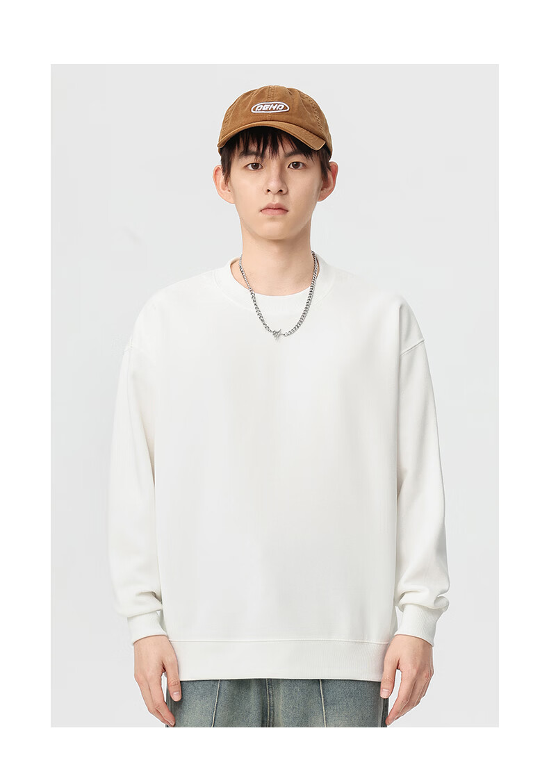 Jeanswest Men's Pullover Hoodie Spring Autumn Trendy Solid Color Breathable Comfortable Black 2XL 8