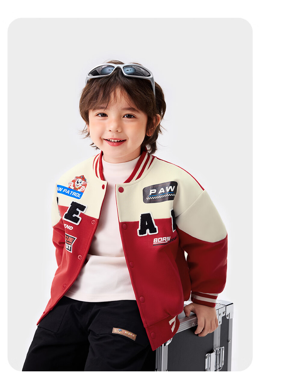 PAW PATROL Boys' Hip-Hop Motorcycle Baseball Jacket, Boys' Spring and Autumn High Street Motorcycle Top, Dark Navy, Size 140 7