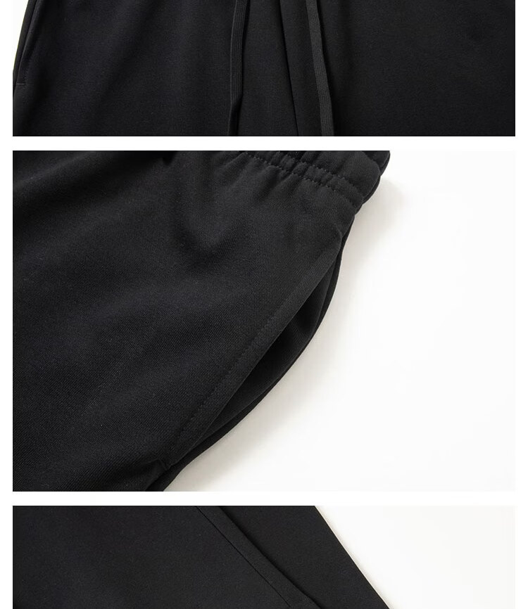LIMENG Casual Men's Wide-Leg Sports Straight Pants 430g Thickened Sweatpants Unisex Long Pants Black XL 11