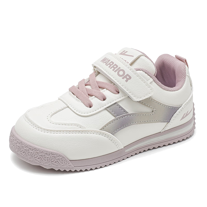Warrior Girls' Casual Sneakers Spring Autumn Soft Sole Lightweight Kids Sports Shoes WZ(CL)-1076 Beige/Purple Size 32