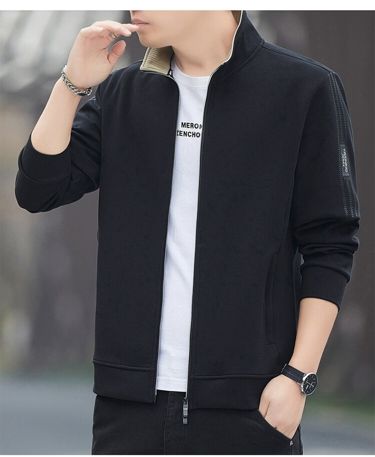 ROMON Men's Jacket Cardigan Sweatshirt Casual Sports Loose Fit Jacket Navy Blue 6XL Model 7508 Spring Autumn 11