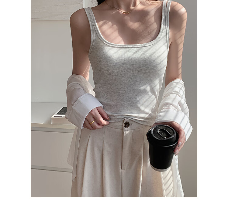 NOMe Women's Back-Exposing Small Camisole Vest New Integrated Bra with Chest Pad White M 7