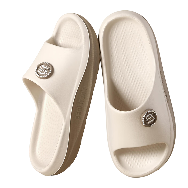 Paul Frank Unisex Lightweight Soft Elastic Indoor Home Slippers Thick Sole Bathroom Shower Cream White Size 38-39 PF659