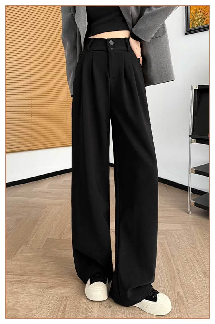 Modal Women's Suit Pants Spring Summer 2026 New Slim High Waist Draped Floor-Length Wide Leg Loose Straight Casual Trousers 10