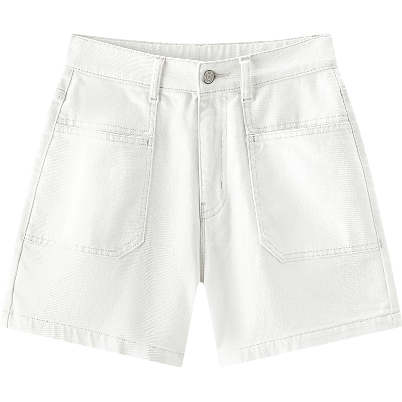 Semir Senrou Women's Summer Vintage Washed Denim Shorts with Semi-Elastic Waist Retro Trendy Straight-Leg Jeans 103325122001