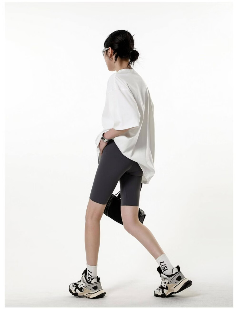 ICH MODE American Vintage Heavyweight Short Sleeve T-Shirt Women Summer New High Street Loose Half Sleeve Top Gray S 20