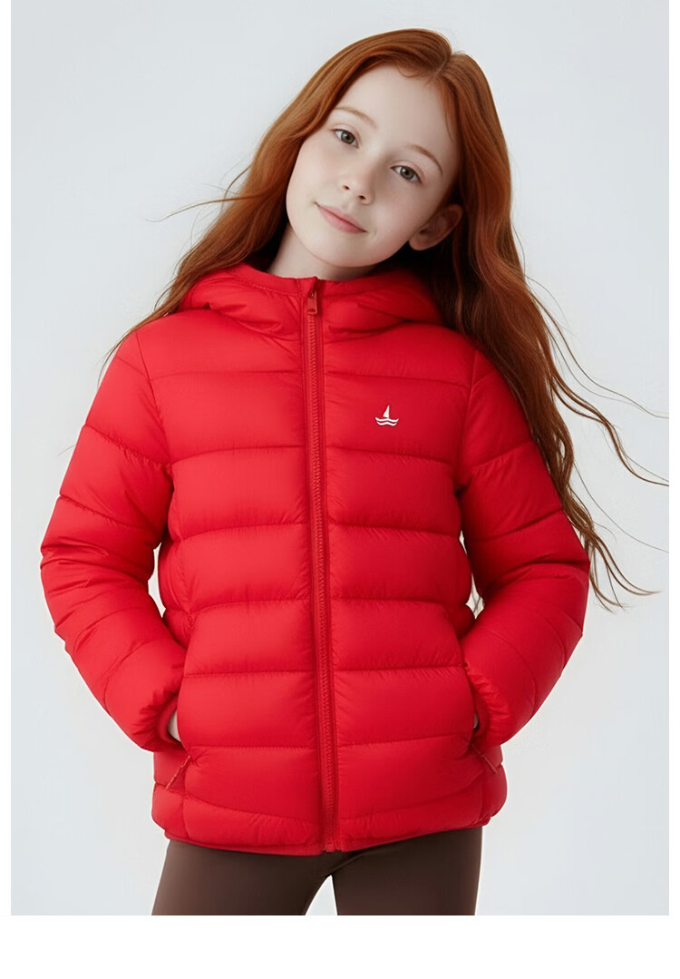 Navigare Kids Down Jacket Boys Ribbed Down Coat Girls Warm Off-White Hooded 150 23