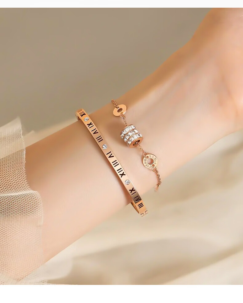 Chow Tai Fook [1000+ Stores] Rose Gold Luxury Slim Waist Bracelet for Women Stackable Bangle Birthday Gift for Girlfriend 9