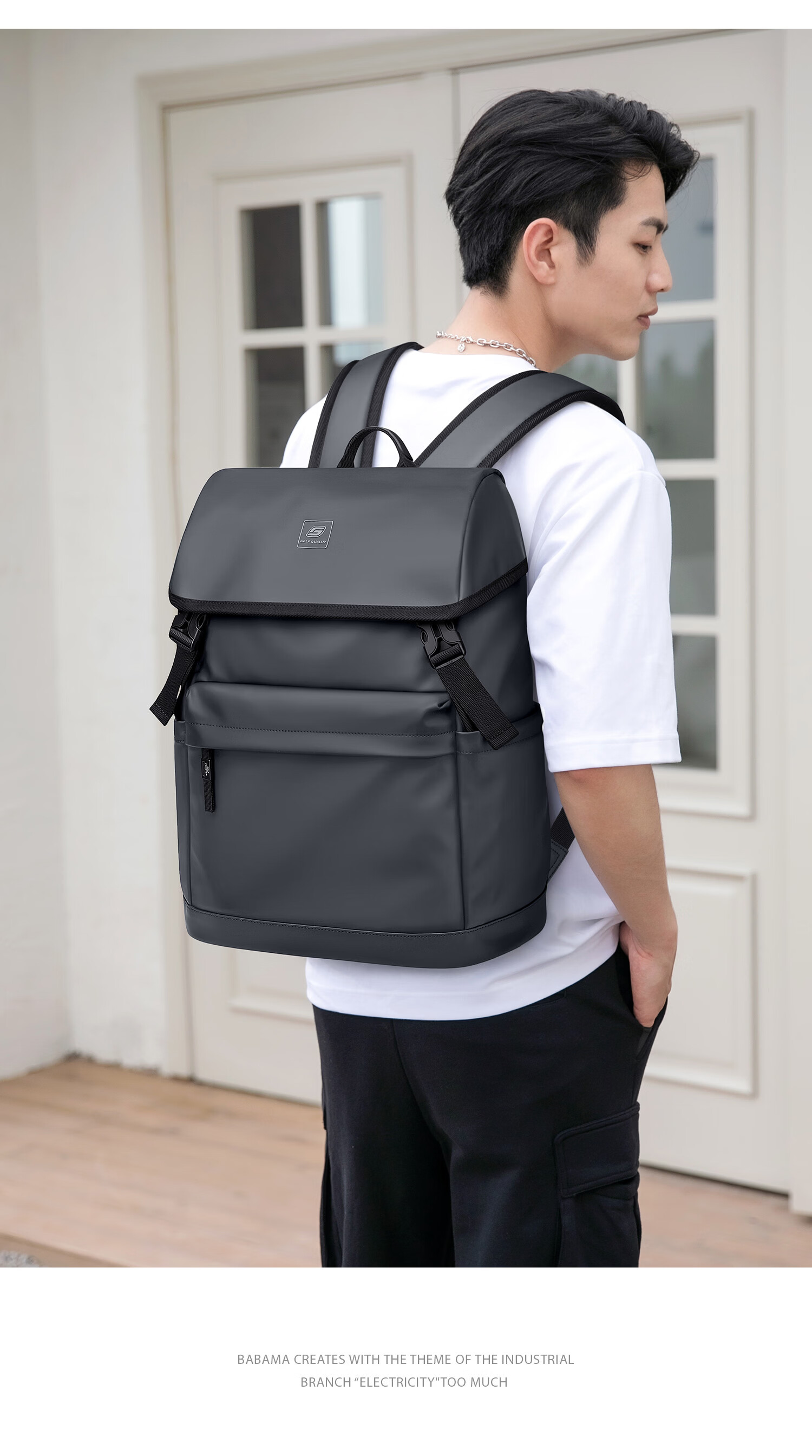 GOLF Men's Travel Backpack 15.6/16 Inch Laptop Bag Student School Backpack Flap Business Commuter Backpack 13