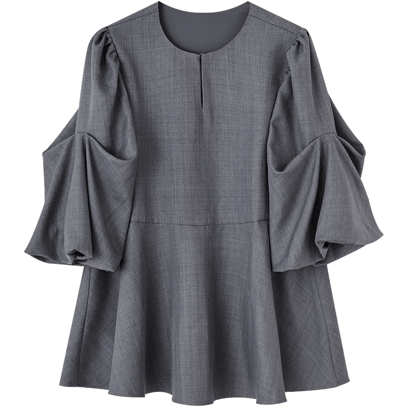 Demana [Fashion Urban] Spring Design Irregular Sleeve A-Line Shirt Loose Fit Blouse for Petite Women