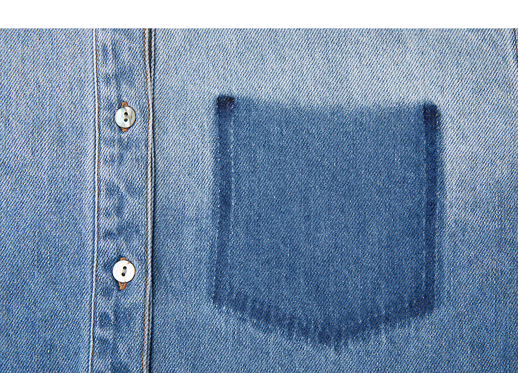 Demana [Cloud Oxygen Cotton] Spring Elegant Urban Gradient Color Lapel Loose Petite Denim Shirt Women's Top 13
