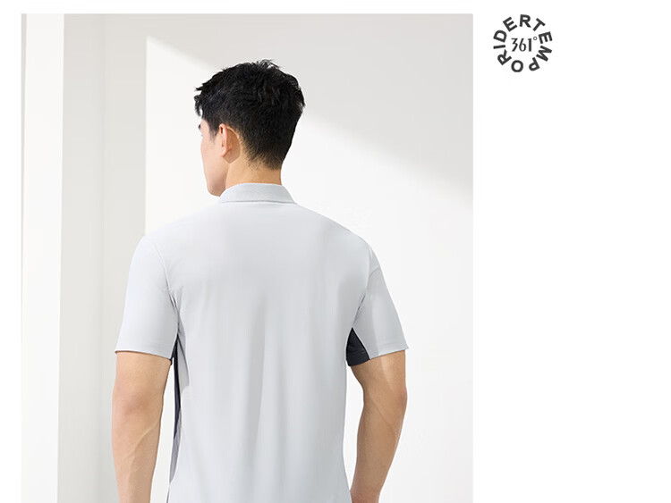 361° Men's Sports T-Shirt Spring Summer New U-Neck Polo Ice Cool Casual Short Sleeve Top 652624105-1 17