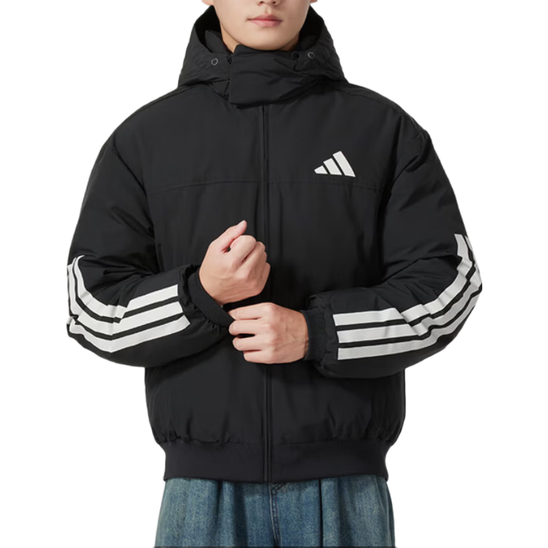 Adidas Men's Winter Regular Duck down 600 Fill Power Black Hooded down Jacket JG3845 A/S