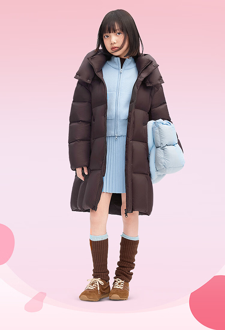 BOSIDENG 25 Years Puff Down Jacket Girls Long 90% Down 5A Antibacterial Hooded Warm Coat T250243108Q 1