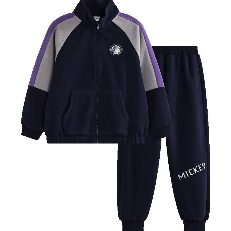 Disney Kids Set Boys and Girls 2026 New Spring Fleece-Lined Sports Sweatshirt Two-Piece Trendy Cool Jacket and Pants