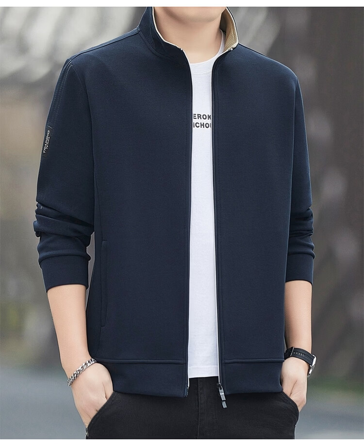 ROMON Men's Jacket Cardigan Sweatshirt Casual Sports Loose Fit Jacket Navy Blue 6XL Model 7508 Spring Autumn 17