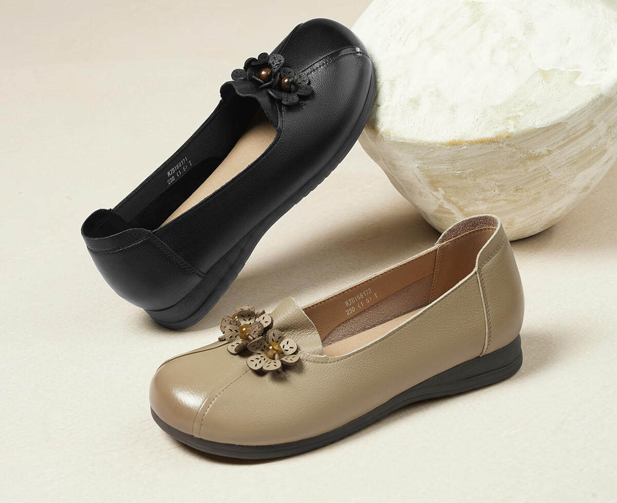 Red Dragonfly Women's Spring 2026 Leather Soft Sole Comfortable Flats WJB16817 Black Size 35 3
