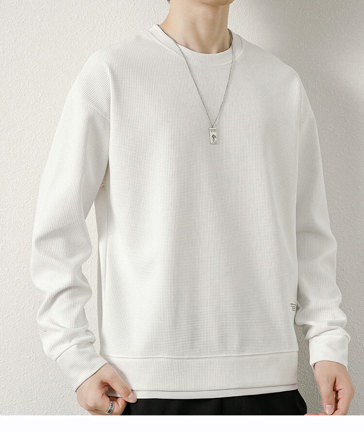 PLAYBOY Men's Hoodie Jacket Spring Autumn Long Sleeve T-Shirt Casual Base Layer Waffle Knit Top 5