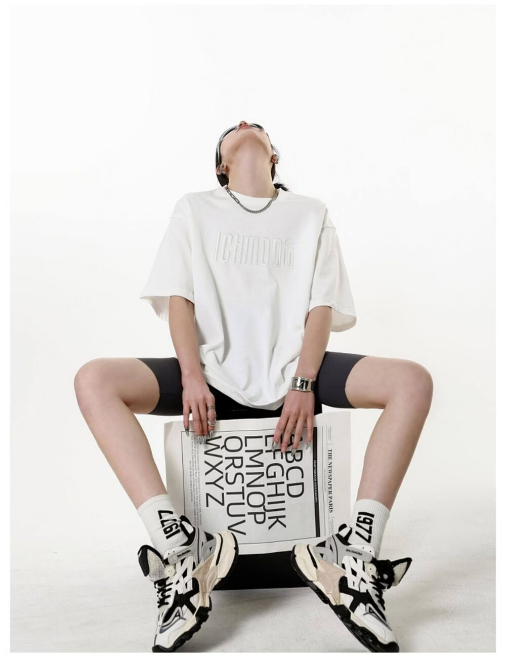 ICH MODE American Vintage Heavyweight Short Sleeve T-Shirt Women Summer New High Street Loose Half Sleeve Top Gray S 14