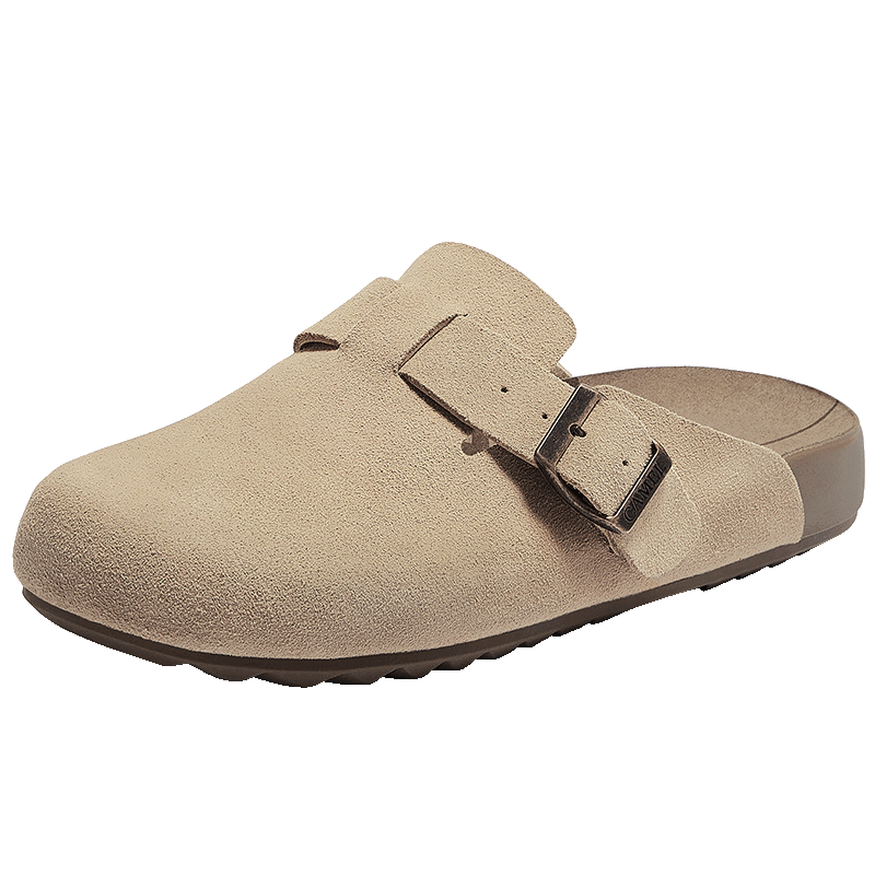 CAMEL Women's Birkenstock Style Genuine Leather Casual Low Heel Slip-On Shoes L25S700038 Apricot Size 37