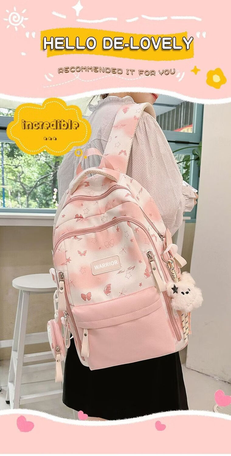 Warrior Backpack for Middle School Girls Blue High School Students 2026 New Stylish Large Capacity Lightweight Spine Protection Double Shoulder Bag 2