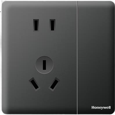 Honeywell Переключатель с розеткой, пятигнездовая розетка с выключателем, одинарное управление, сверхтонкая настенная розетка типа 86, матовый черный