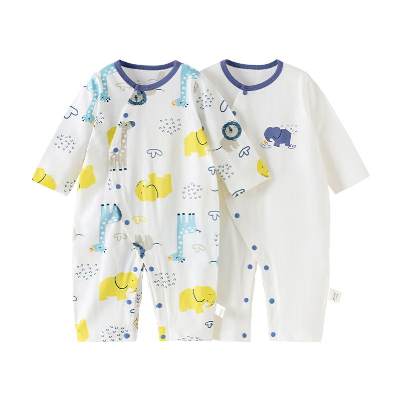 Happy Little Bear Baby Romper Spring Thin Cotton Long Sleeve Newborn Bodysuit 2-Pack