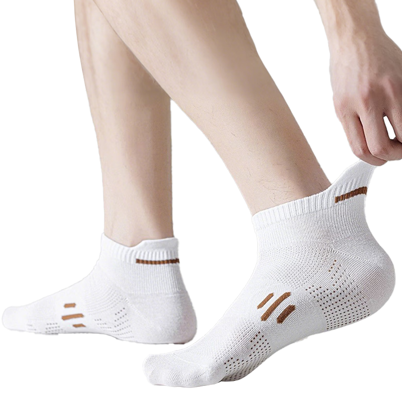 Cotton Xiaonian Men's Short Socks Spring Summer 100% Pure Cotton 10A Antibacterial Odor-Resistant Mesh Breathable Ankle Socks with Heel Tab 6 Pairs
