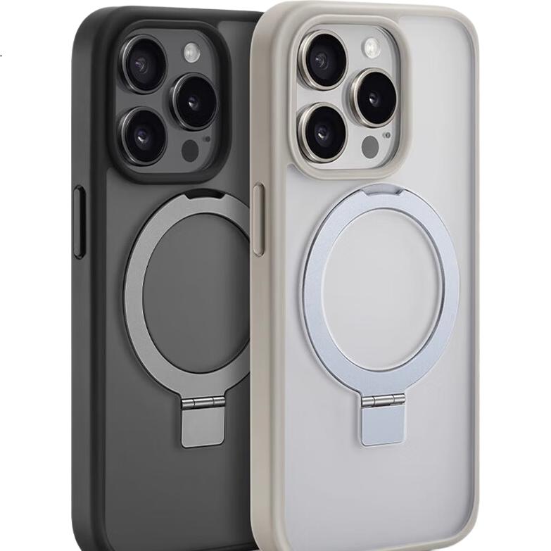 Чехол-накладка ZHIWEISHI с магнитной подставкой для Apple iPhone 15 Pro, MagSafe, ультратонкий, матовый, графитовый черный