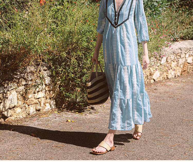 AtlanticBeach New French Style Seaside Vacation Dress Women Autumn Loose V-Neck Embroidered Mid-Length Cover-Up Sun Protection Wrap Dress 8