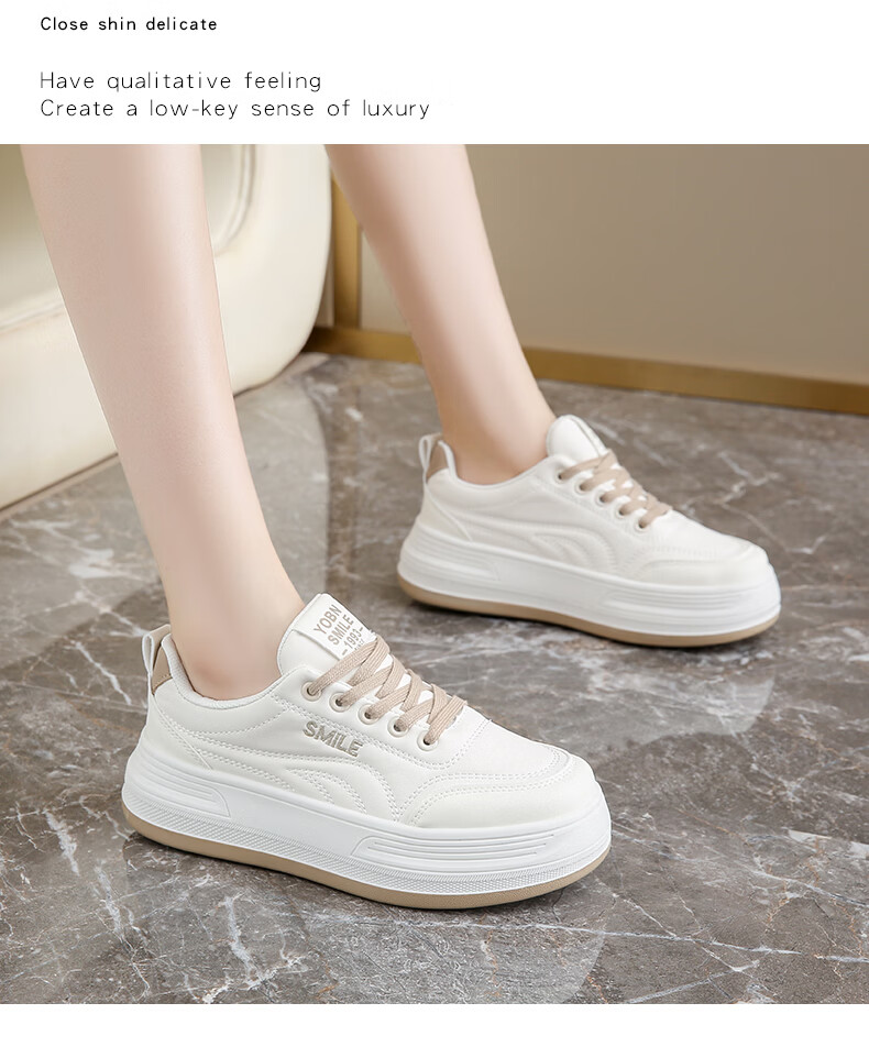 Cartelo Crocodile Casual Women's Thick Sole White Sneakers Lightweight Platform Shoes Versatile Casual Sports Shoes 1670 Mika Size 35 5