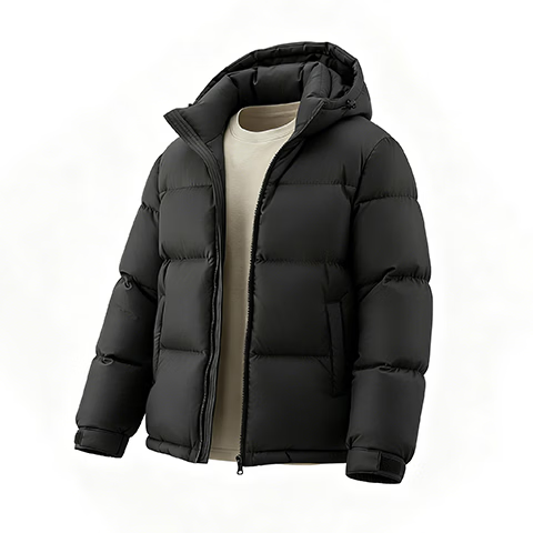 Romon Men's Winter Thickened Warm Casual Outdoor Black and Green Patchwork Duck Down Hooded Puffer Jacket L