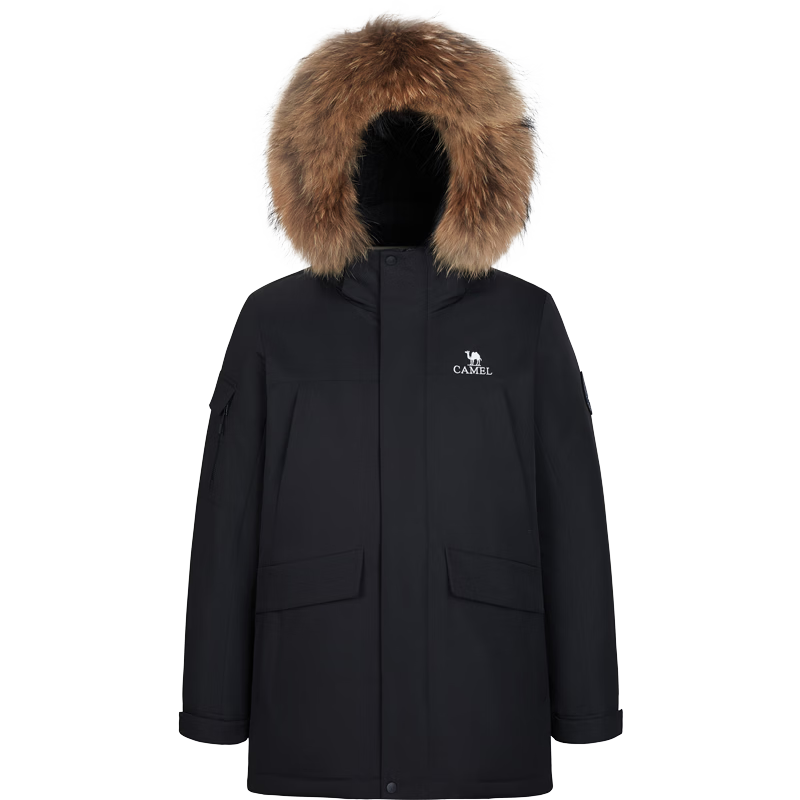 CAMEL Workwear down Jacket, Mid-Length, White Duck Down, Collar, Casual Sports Thickened Coat, Winter Season, M13CAKI038A