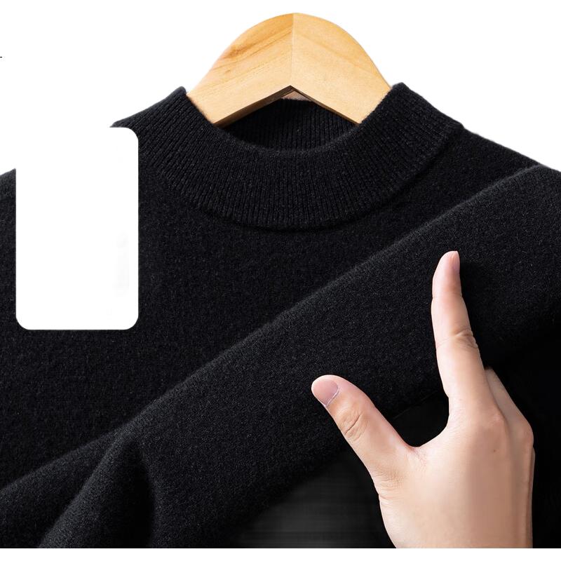 Hengyuanxiang Men's 100% Pure Cashmere Sweater Autumn Winter Half Turtleneck Knitwear Warm Versatile Thick Woolen Pullover