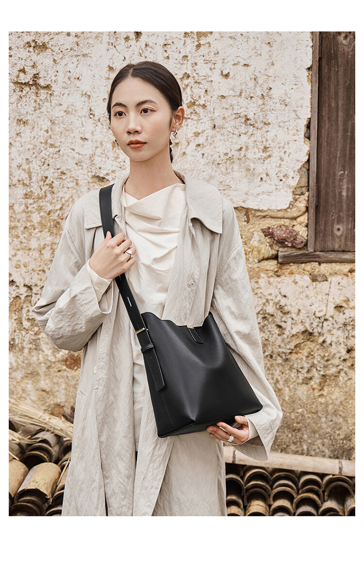 Nalandu Women's Bag 2026 New Cowhide Bucket Bag Shoulder Bag Crossbody Commuter Gift for Girlfriend 38 Goddess Festival Gift 12