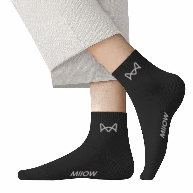 MiiOW Disposable Mid-Calf Socks for Men And Women, Washable Daily Disposable Travel Hotel Outdoor Black 10 Pairs