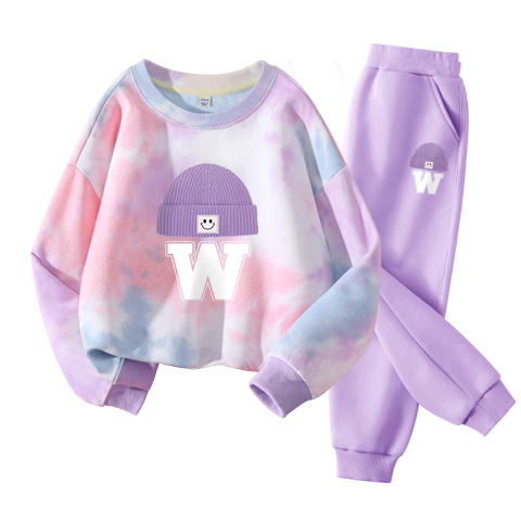 Baleno YBB Series Girls' Outfit, Spring And Autumn New Style, Trendy Tie-Dye Sweatshirt for Girls, Children's Casual Two-Piece Set