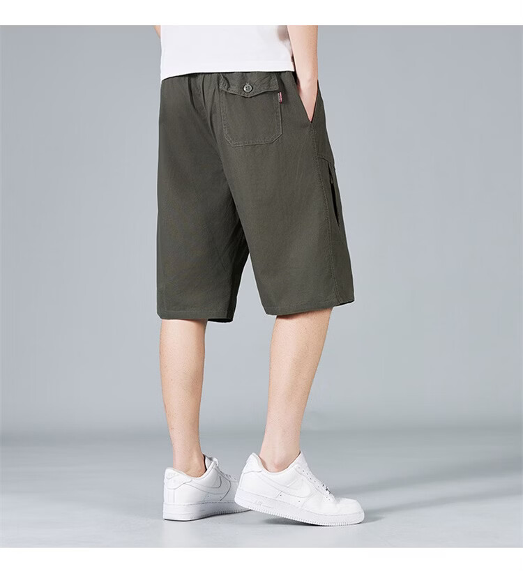 RED DRAGONFLY Men's Summer Thin Cotton Casual Fashion Cool Comfortable Breathable Versatile Army Green Capri Shorts XL 13