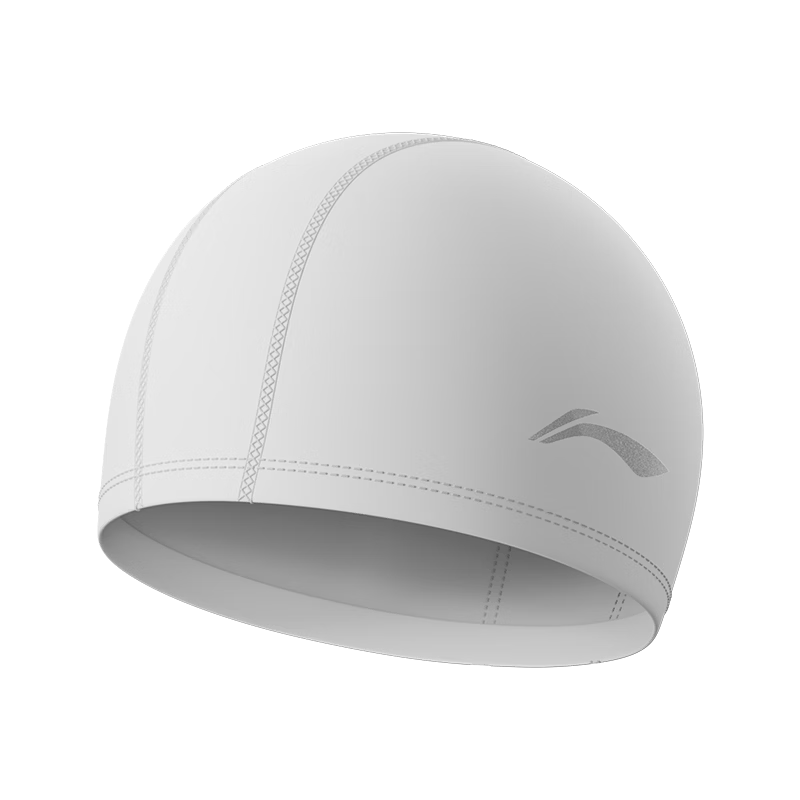 LI-NING Unisex Silicone Coated Swim Cap for Long Hair Comfortable Ear Protection Non-Slip White 6432
