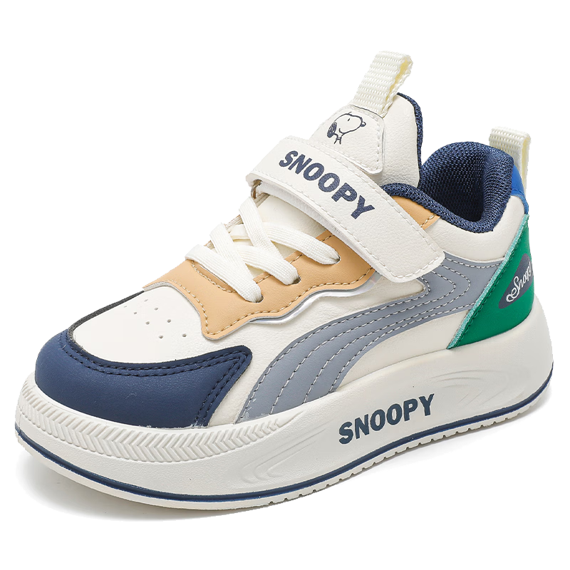 SNOOPY Kids Boys Casual Sports Shoes Children's Spring Lightweight Leisure Girls Running Shoes 0034 Beige/Blue Size 30
