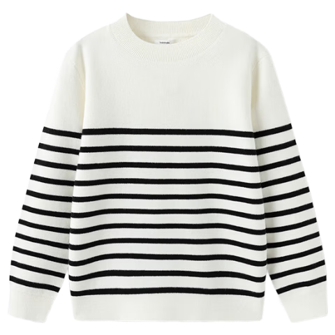 Balabala Kids Striped Knit Sweater Boys Girls Autumn Winter Fashionable Pullover Top