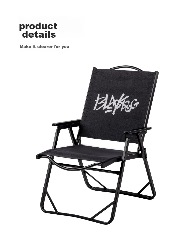Black Dog Kmit Folding Chair, Single Seat Outdoor Chair with Backrest, Portable Lounge Chair for Leisure Fishing And Beach, Director Chair, Night Black 15