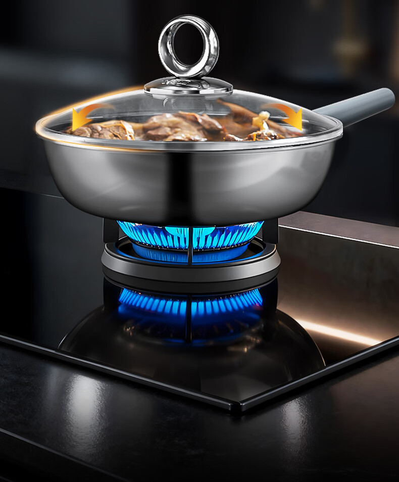 Sanhe 0-Coating Frying Pan Non-Stick 304 Titanium Stainless Steel Induction Cooker Compatible 13