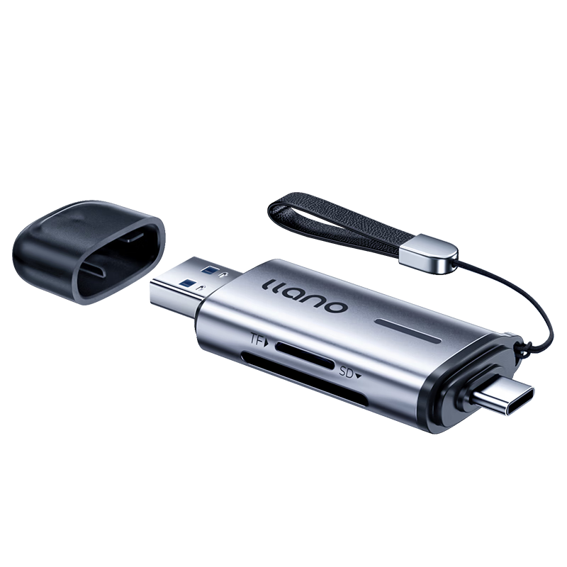 Llano Card Reader USB/Type-C 3.0 Dual Interface SD/TF Dual Card Reading Compatible with Computers, Smartphones, Dash Cams, CCD, DJI Pocket 3, Canon, Fuji Camera Memory Cards