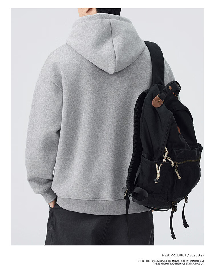JEEP Men's Hoodie Sweatshirt Spring Autumn Embroidered Loose Fit Black L 3