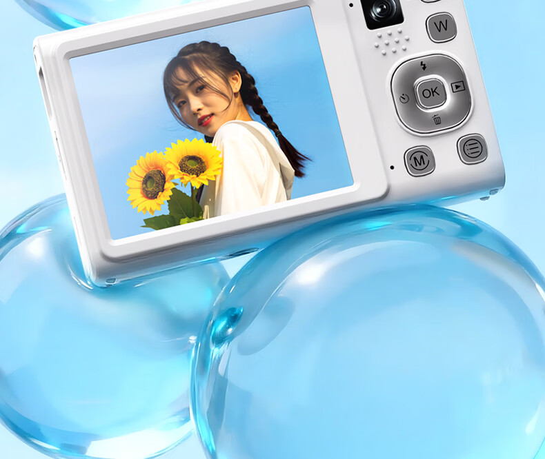 SONGDIAN Dual Front and Rear Camera Student Digital Camera 6X Hybrid Zoom Pocket Camera HD Video Travel Vlog DC422XY White 128GB Memory 3